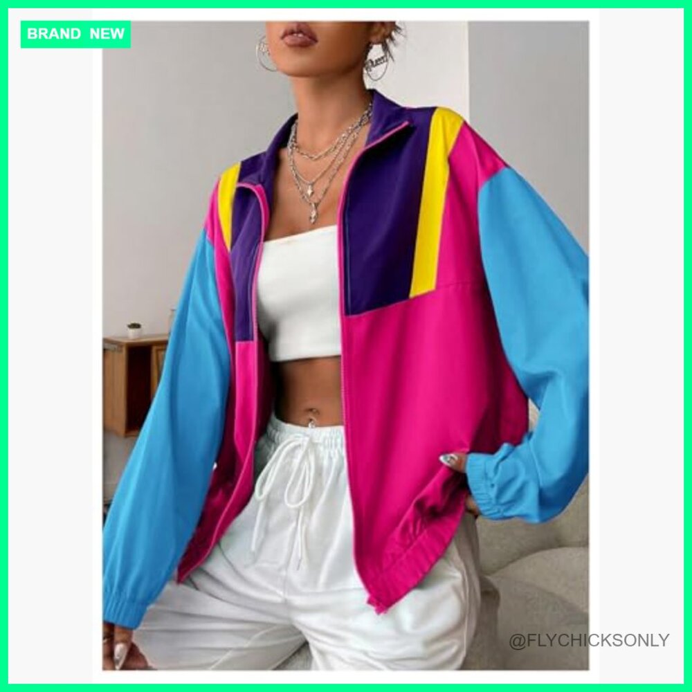 Lightweight Windbreaker Patchwork Zipper Sport Ja… - image 5